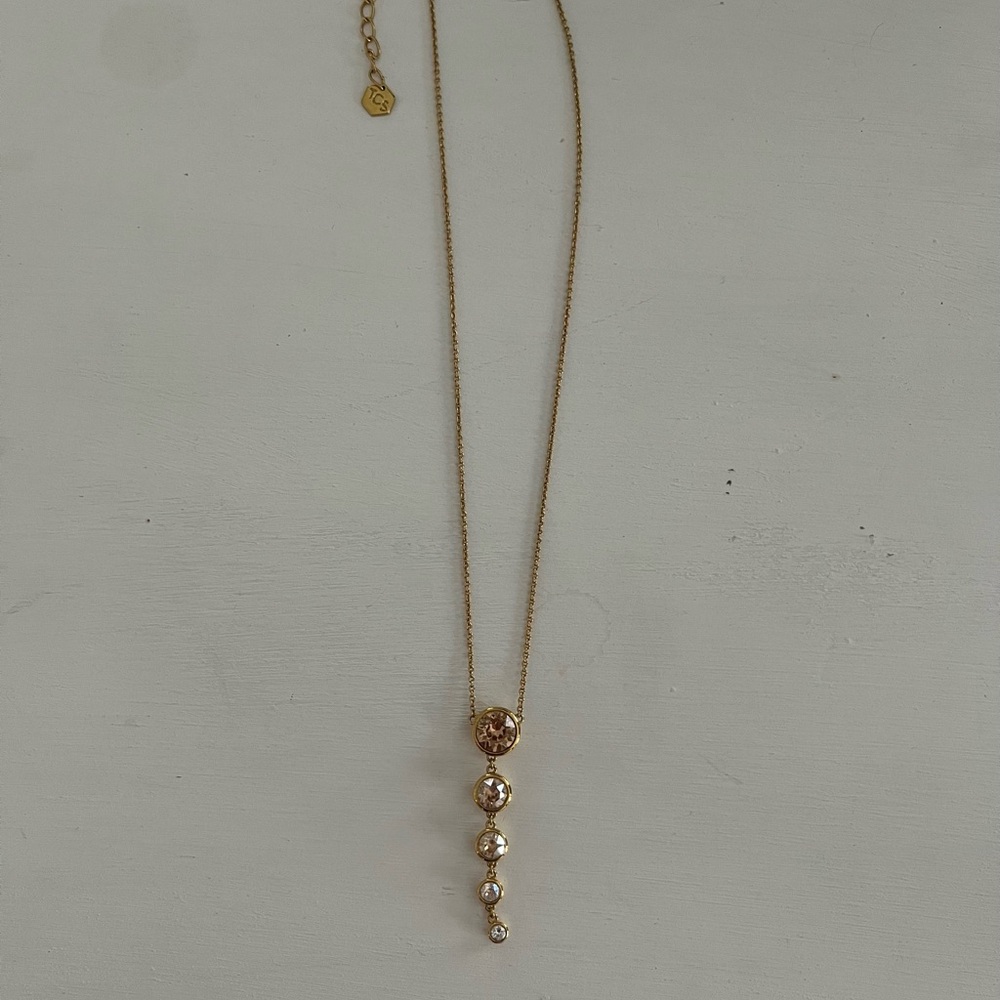 Touchstone Crystal Swarovski Crystal Goldtone Clear Topaz Necklace
